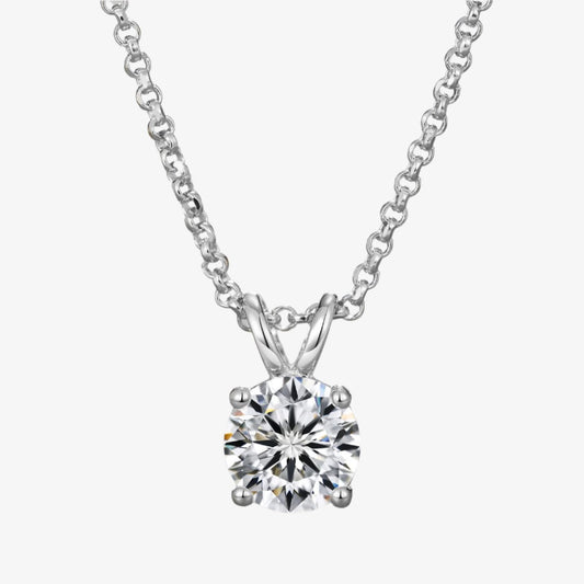 VVS DIAMOND SOLITAIRE PENDANT NECKLACE IN 925 STERLING SILVER