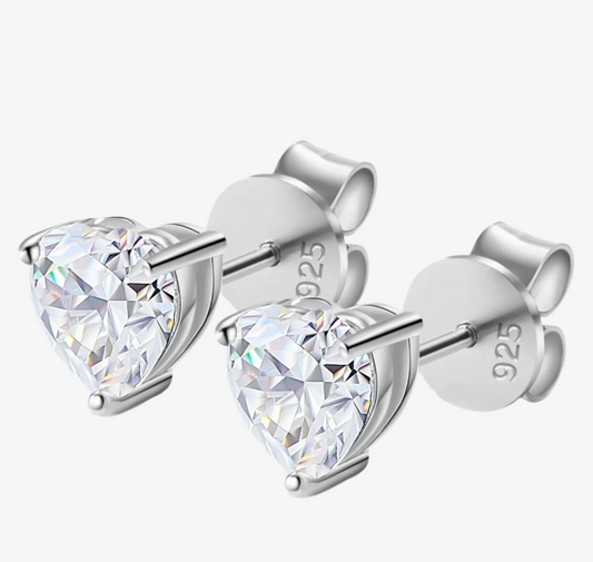 HEART CUT SOLITAIRE STUD EARRINGS