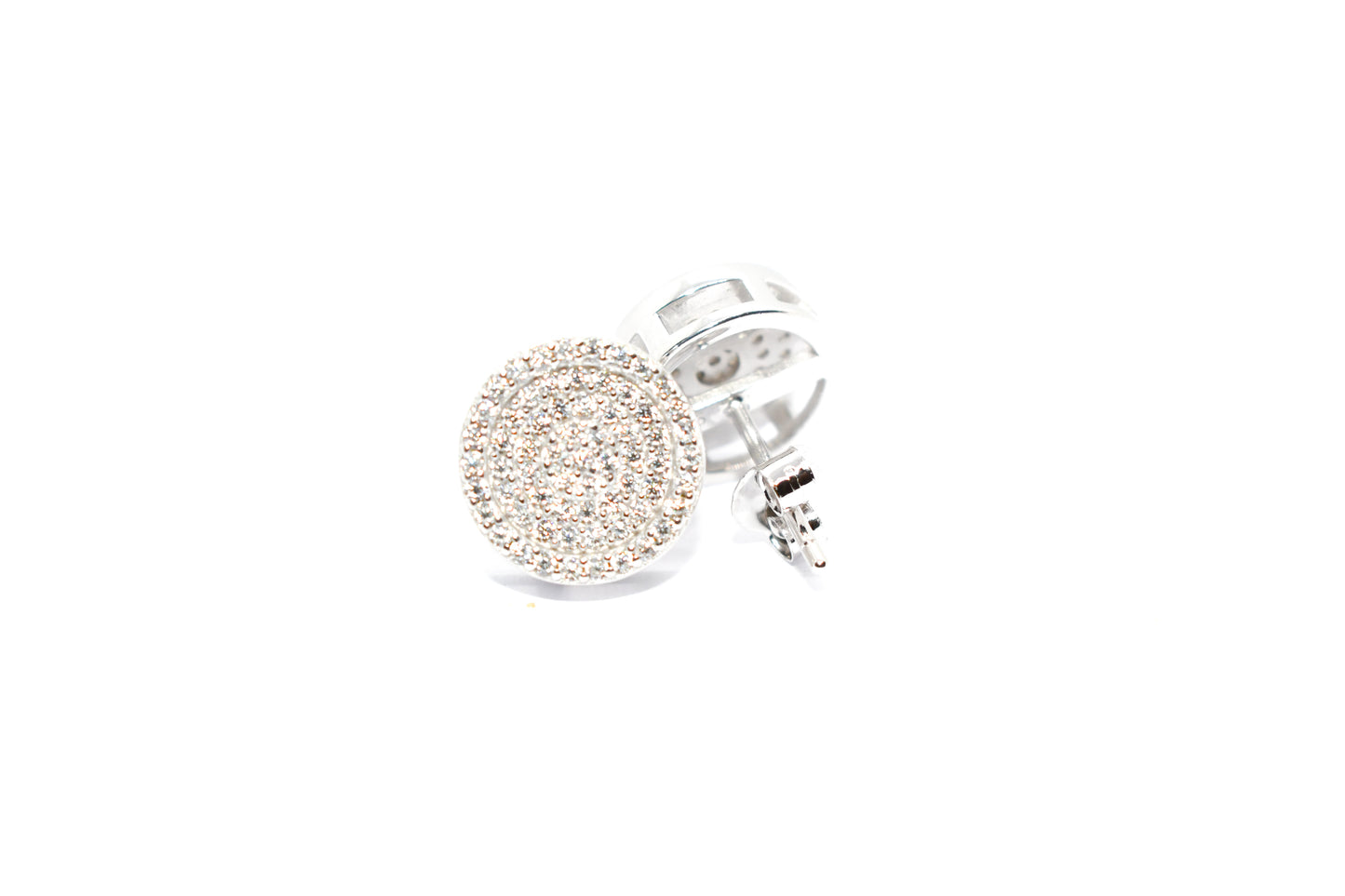 1/2 ICED ROUND STUD EARRINGS