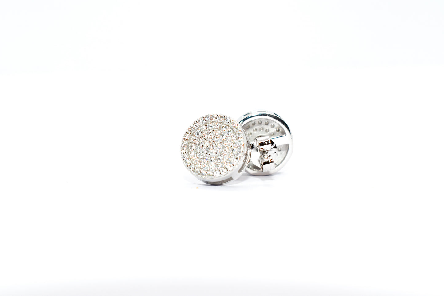 1/2 ICED ROUND STUD EARRINGS