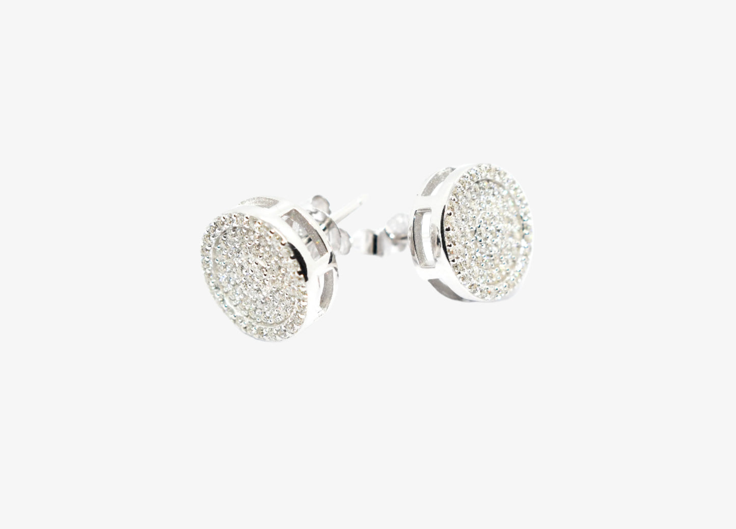 1/2 ICED ROUND STUD EARRINGS