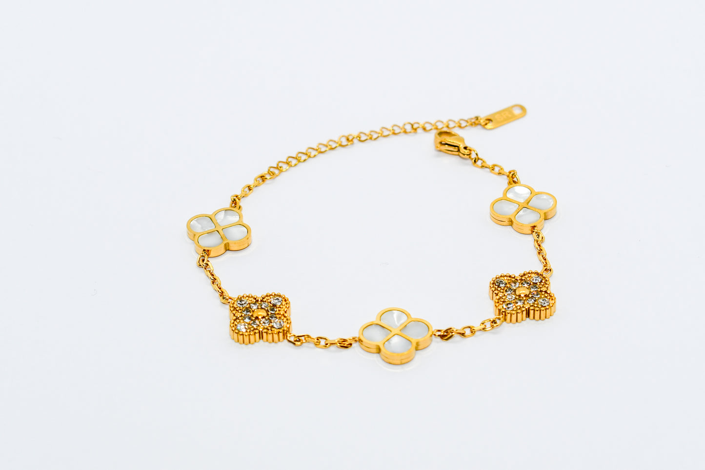 WHITE CLOVER TWO-TONE BRACELET