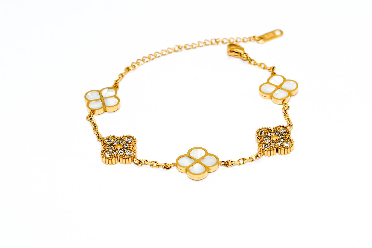 WHITE CLOVER TWO-TONE BRACELET